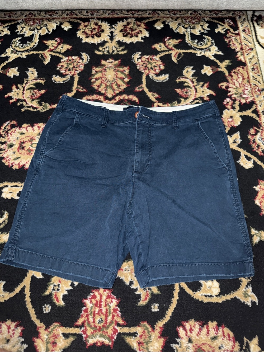 Hollister Men's Navy Blue Cotton Flat-Front Shorts